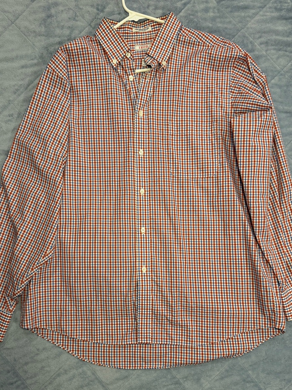 IZOD Men's Orange/Blue Plaid Button-Down Shirt